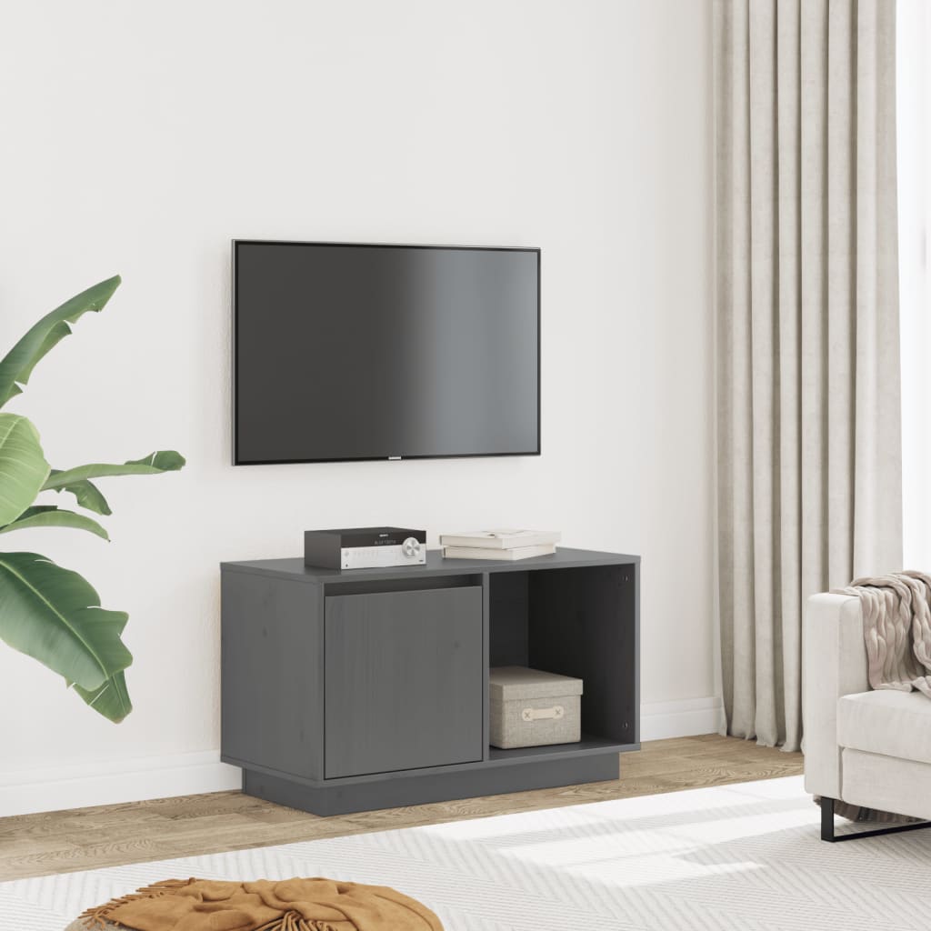 Grauer TV-Schrank aus Kiefernholz 74 cm