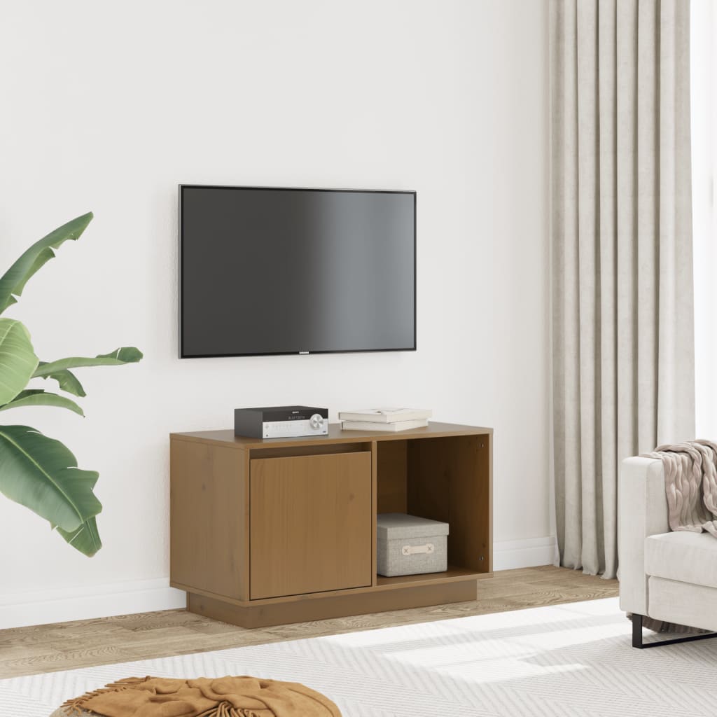 vidaXL Meuble TV marron miel 74x35x44 cm pin massif