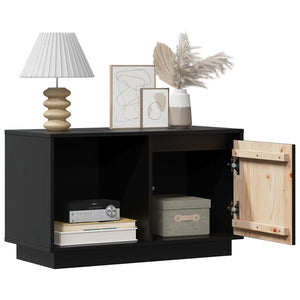 Schwarzer TV-Schrank Kiefer Massivholz 74 cm
