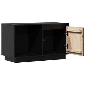 Schwarzer TV-Schrank Kiefer Massivholz 74 cm