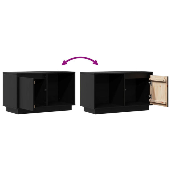Schwarzer TV-Schrank Kiefer Massivholz 74 cm
