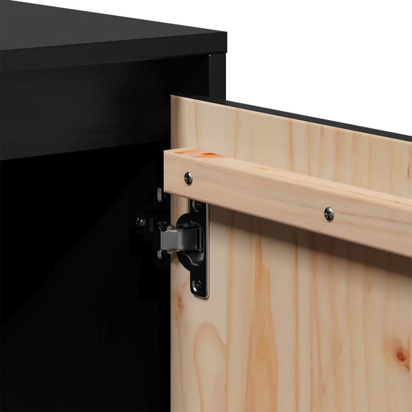 Schwarzer TV-Schrank Kiefer Massivholz 74 cm