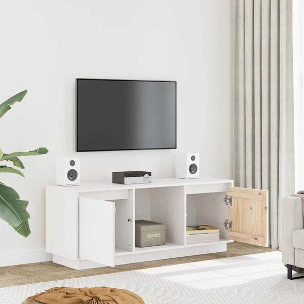 Weißer TV-Schrank 110,5cm Kiefer Massivholz