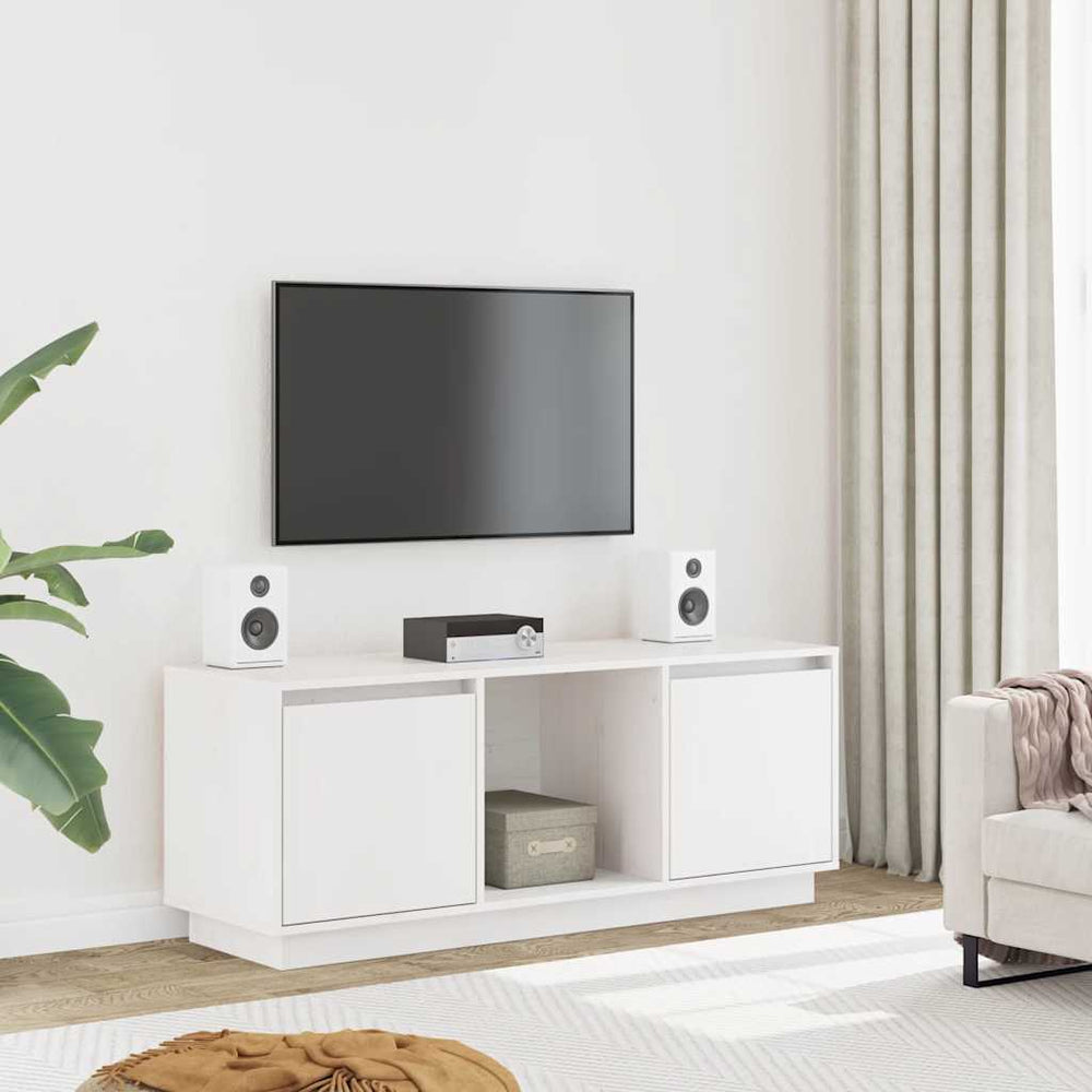vidaXL TV Cabinet White 110.5x35x44 cm Solid Pine Wood