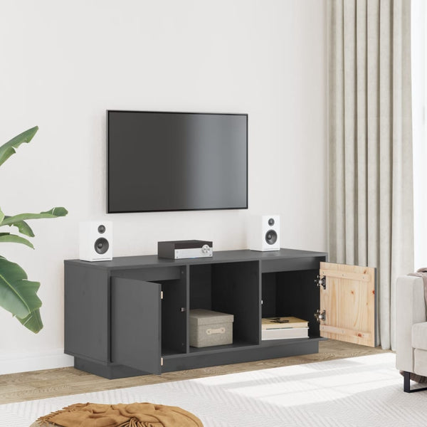Grauer TV-Schrank 110,5 cm Kiefer Massivholz