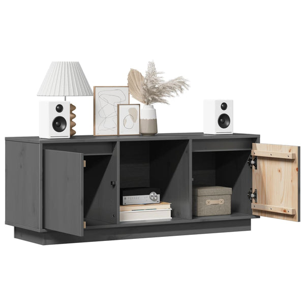 Grauer TV-Schrank 110,5 cm Kiefer Massivholz
