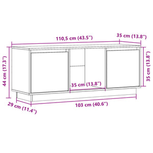 Grauer TV-Schrank 110,5 cm Kiefer Massivholz