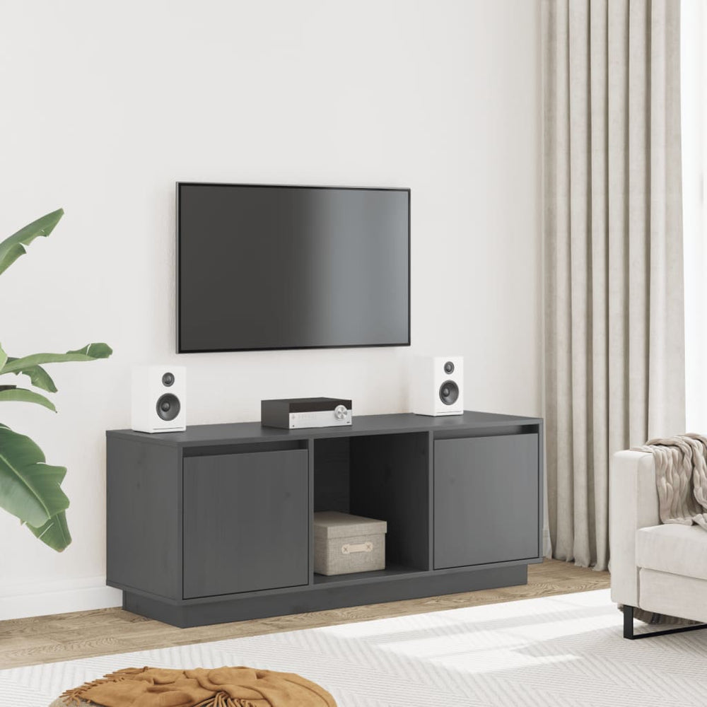 vidaXL TV Cabinet Grey 110.5x35x44 cm Solid Pine Wood