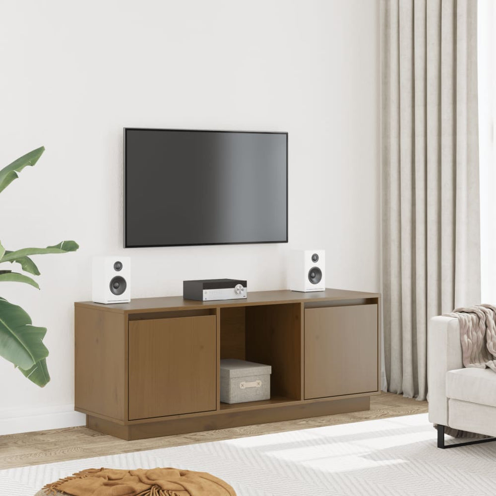 vidaXL TV Cabinet Honey Brown 110.5x35x44 cm Solid Pine Wood