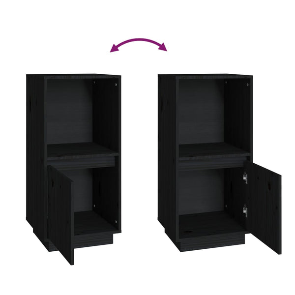 Schwarzes Kiefer Sideboard 38x80 cm