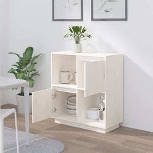 Weißes Sideboard 74x35x80cm Kiefer Massivholz