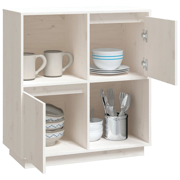 Weißes Sideboard 74x35x80cm Kiefer Massivholz