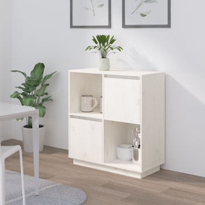 Weißes Sideboard 74x35x80cm Kiefer Massivholz