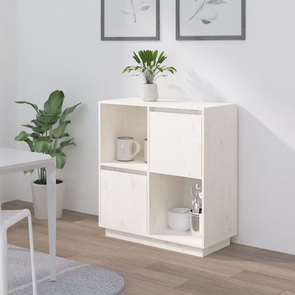 Weißes Sideboard 74x35x80cm Kiefer Massivholz