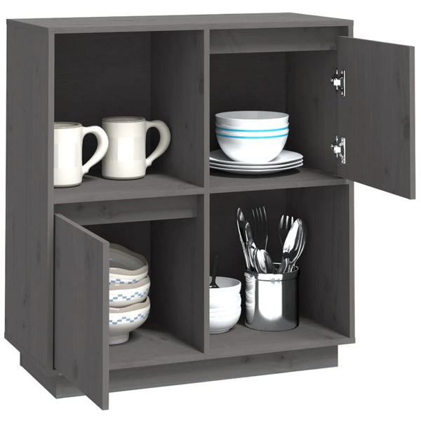 Graues Kiefer Massivholz Sideboard 74x80cm