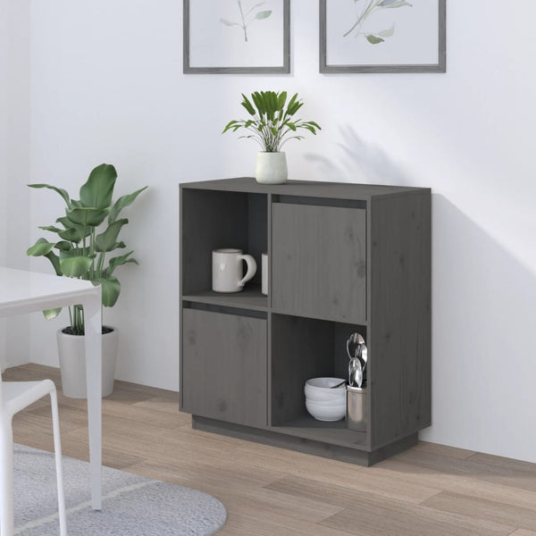 Graues Kiefer Massivholz Sideboard 74x80cm