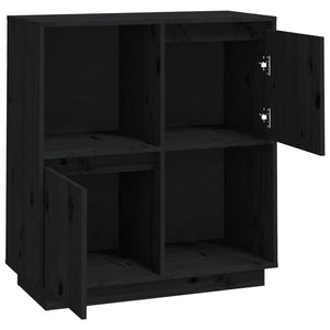 Schwarzes Sideboard 74x35x80cm Kiefer Massivholz