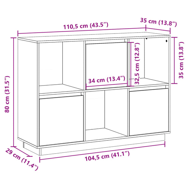 Weißes Kiefer Sideboard, 110cm