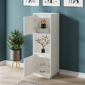 Highboard Weiß Kiefer Massivholz 38x117 cm