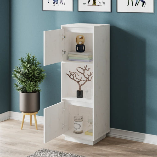 Highboard Weiß Kiefer Massivholz 38x117 cm