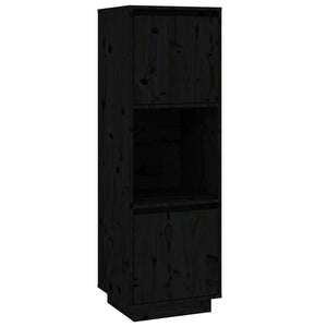 Schwarzes Highboard Kiefer Massivholz 38x35x117 cm