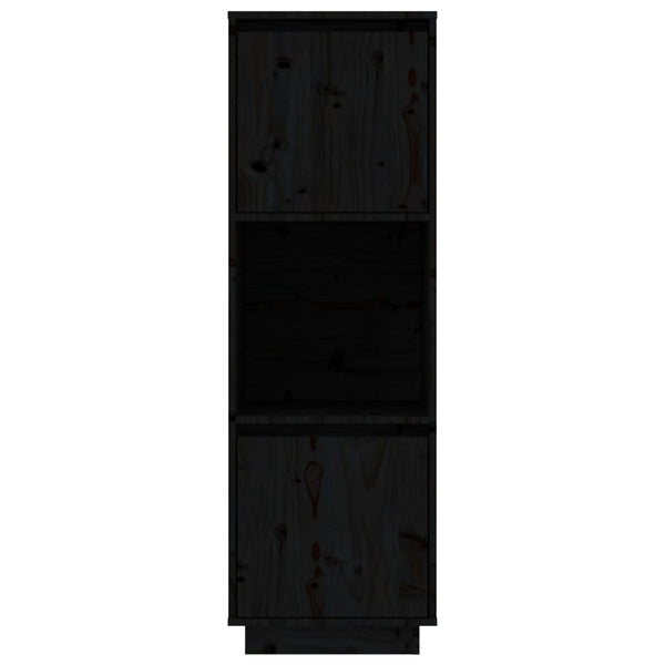 Schwarzes Highboard Kiefer Massivholz 38x35x117 cm