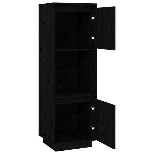 Schwarzes Highboard Kiefer Massivholz 38x35x117 cm