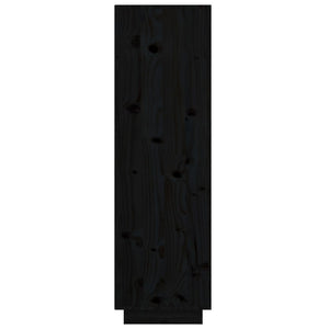 Schwarzes Highboard Kiefer Massivholz 38x35x117 cm