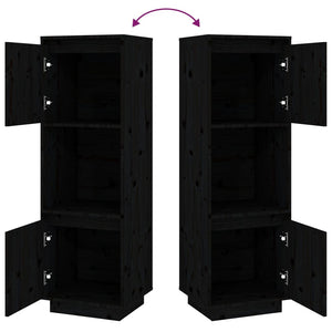 Schwarzes Highboard Kiefer Massivholz 38x35x117 cm