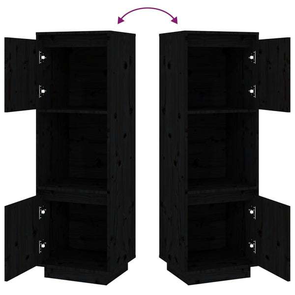 Schwarzes Highboard Kiefer Massivholz 38x35x117 cm