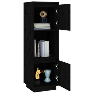Schwarzes Highboard Kiefer Massivholz 38x35x117 cm