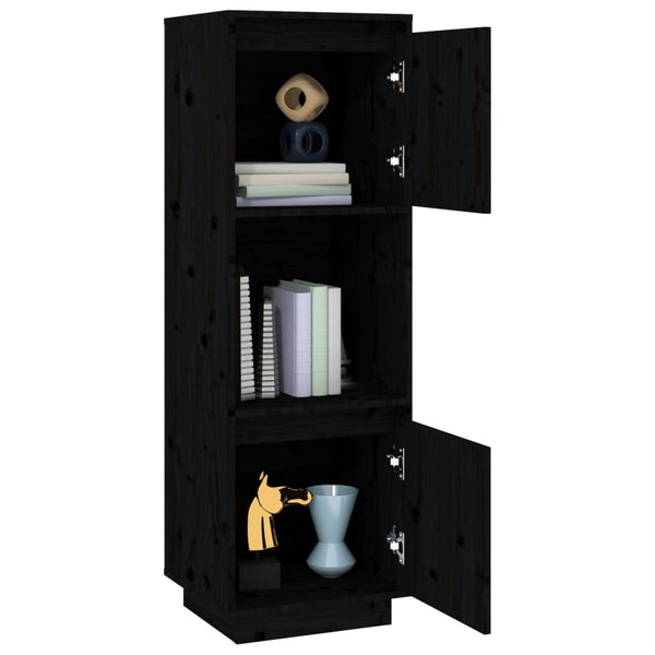 Schwarzes Highboard Kiefer Massivholz 38x35x117 cm