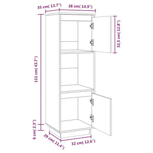 Schwarzes Highboard Kiefer Massivholz 38x35x117 cm