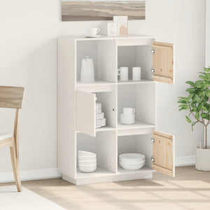 Highboard Weiß 74x35x117cm Kiefer Massivholz
