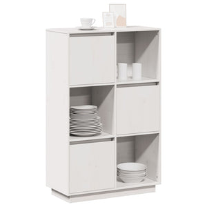 Highboard Weiß 74x35x117cm Kiefer Massivholz