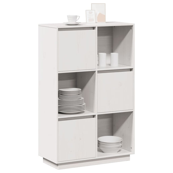 Highboard Weiß 74x35x117cm Kiefer Massivholz