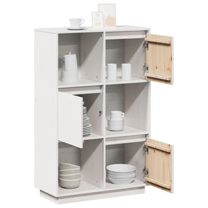 Highboard Weiß 74x35x117cm Kiefer Massivholz