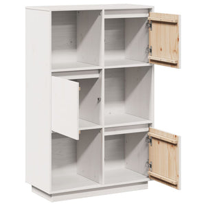 Highboard Weiß 74x35x117cm Kiefer Massivholz