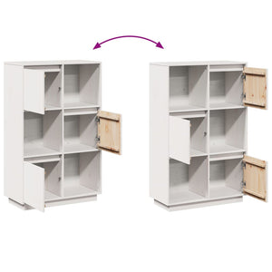 Highboard Weiß 74x35x117cm Kiefer Massivholz
