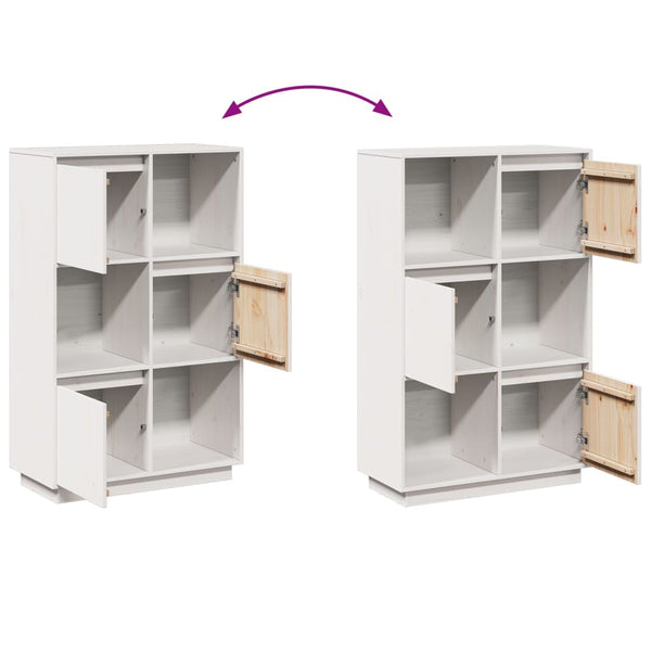 Highboard Weiß 74x35x117cm Kiefer Massivholz