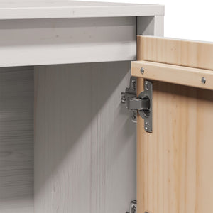 Highboard Weiß 74x35x117cm Kiefer Massivholz