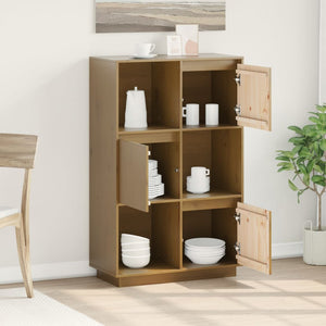 Highboard Kiefer Massivholz Honigbraun 74x35x117 cm