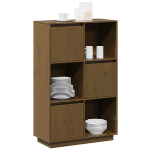 Highboard Kiefer Massivholz Honigbraun 74x35x117 cm