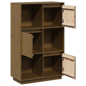 Highboard Kiefer Massivholz Honigbraun 74x35x117 cm