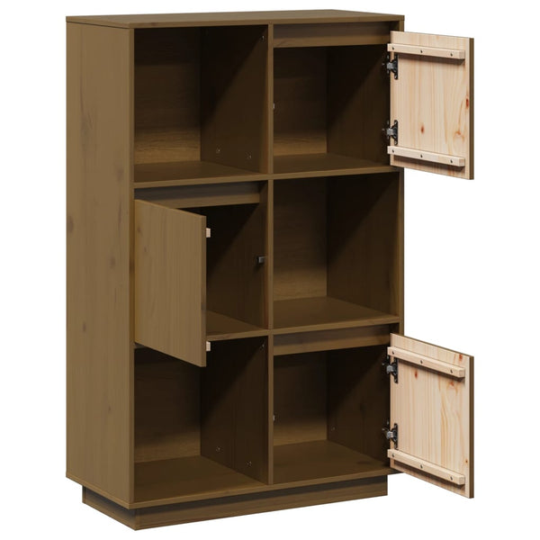 Highboard Kiefer Massivholz Honigbraun 74x35x117 cm