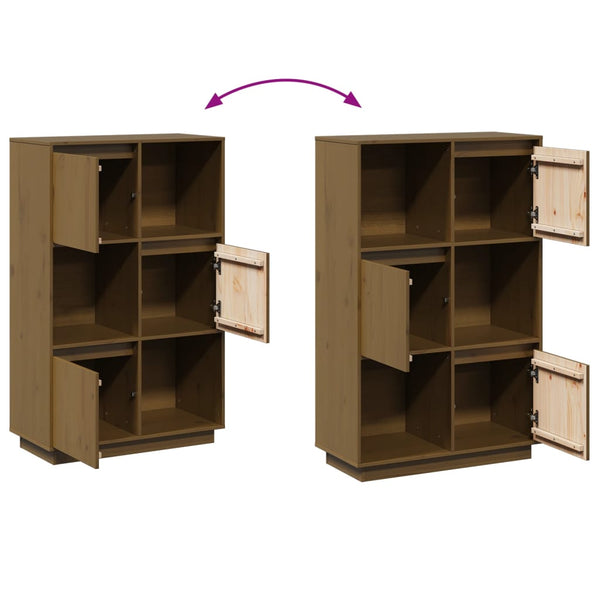 Highboard Kiefer Massivholz Honigbraun 74x35x117 cm