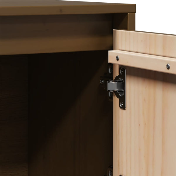 Highboard Kiefer Massivholz Honigbraun 74x35x117 cm