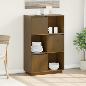 Highboard Kiefer Massivholz Honigbraun 74x35x117 cm