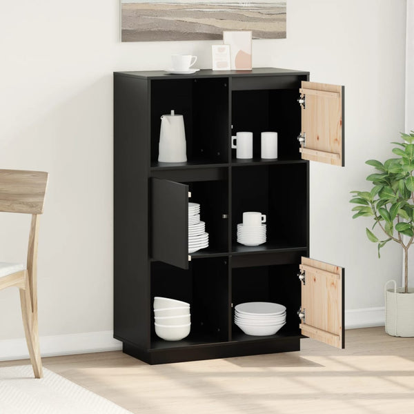 Schwarzes Highboard Kiefer Massivholz 74x117 cm