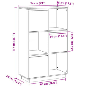 Schwarzes Highboard Kiefer Massivholz 74x117 cm